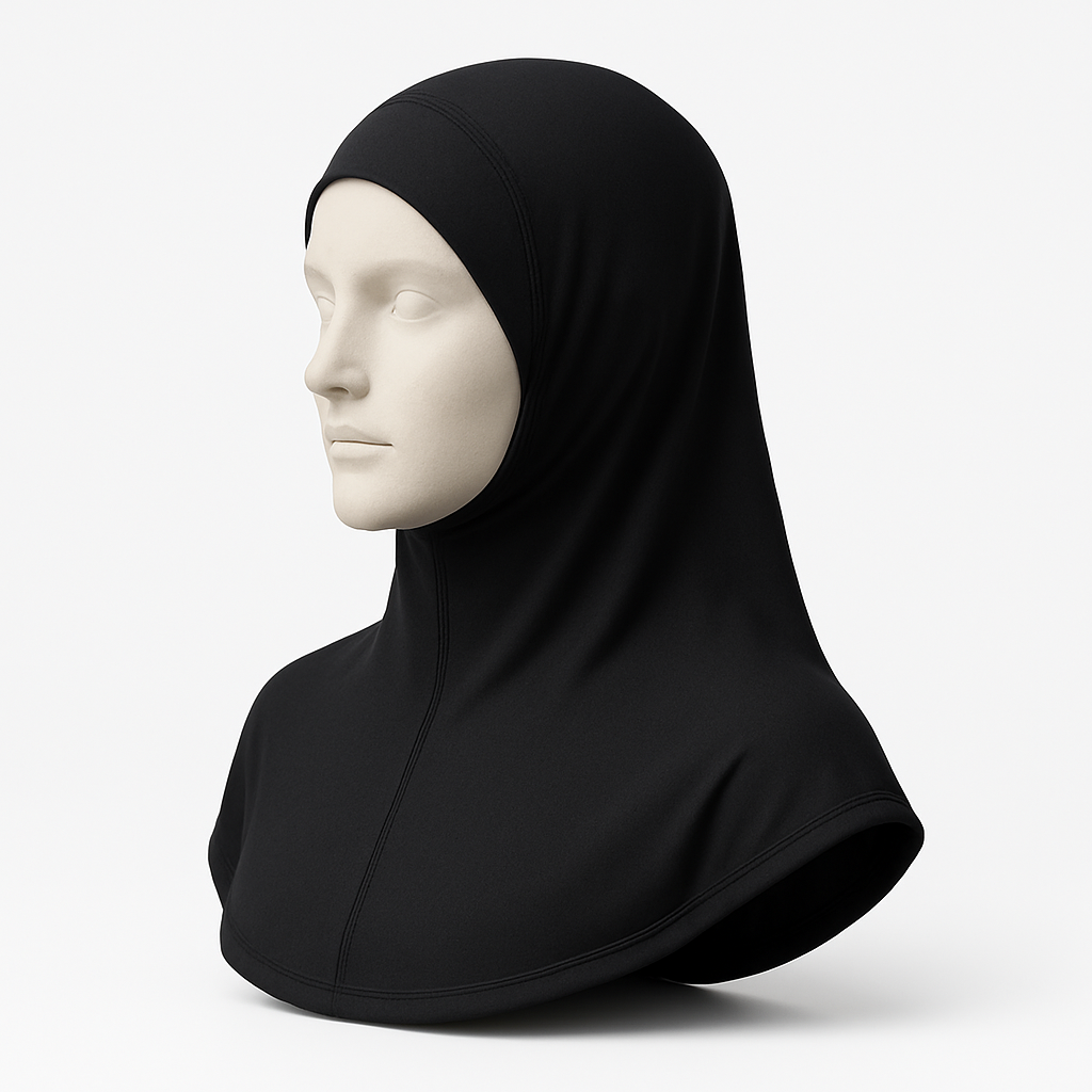 black sports hijab front view – Zrvia